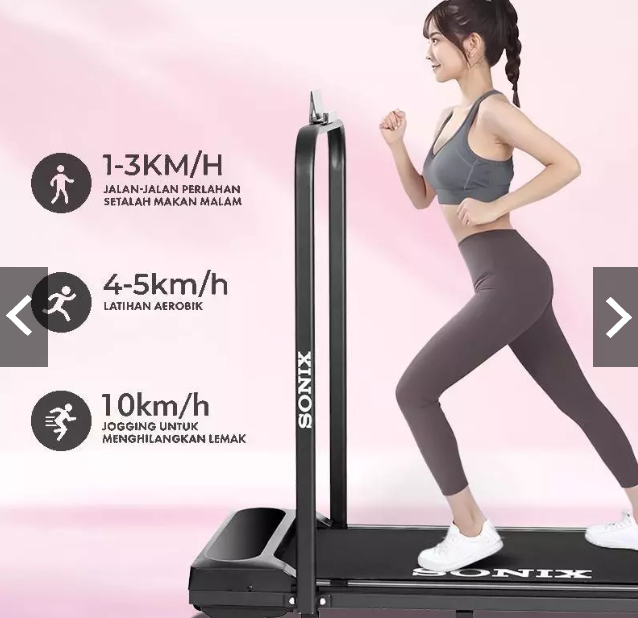 Sonix Incline Treadmill lipat dengan handle hitam